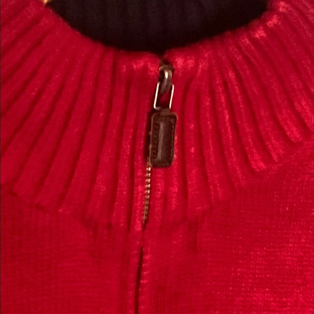 Polo Ralph Lauren Men's Red 1/4 zip pullover Sweater size XL black polo pony